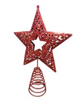 Estrela Ponteira Vazada Glitter Enfeite Luxo P/árvore Natal