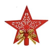 Estrela Vazada Ponteira Com Laço Árvore Natal 19cm Vermelha Enfeite - Rio Master