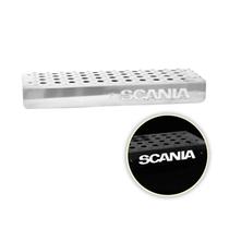 Estribo Bateria Inox Espelhado c Led Branco Para Scania NTG