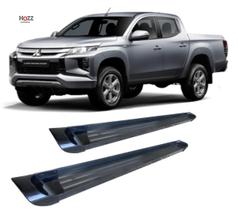 Estribo L-200 2017 a 2020 Platafo de Alumínio Preto C Dupla