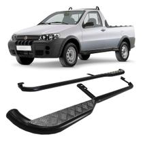 Estribo Strada 1998 A 2007 Preto Com Plataforma De Alumínio