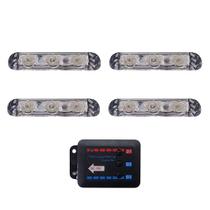 Estrobo grade kit central 4 farol 3 leds 12v branco Estrobo grade kit central 4 farol 3 leds 12v branco