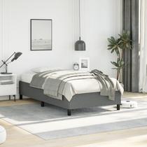 Estrutura de cama de casal vidaXL estofada em tecido cinza escuro