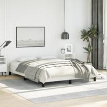 Estrutura de cama de tamanho completo, ripas de madeira compensada vidaXL, material sintético, branco