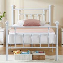 Estrutura de cama plataforma VECELO Twin Size com cabeceira e estribo