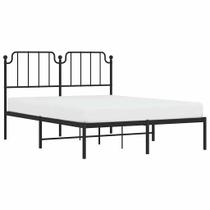 Estrutura de cama Queen Metal vidaXL com cabeceira e armazenamento preta