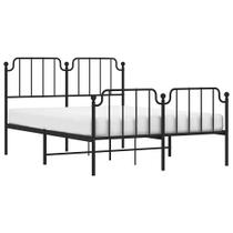 Estrutura de cama Queen Metal vidaXL com cabeceira e armazenamento preta