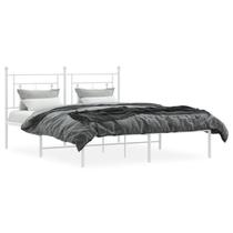 Estrutura de cama queen size vidaXL Metal 12" com cabeceira branca