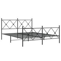 Estrutura de cama vidaXL Black Steel Double com cabeceira/estribo