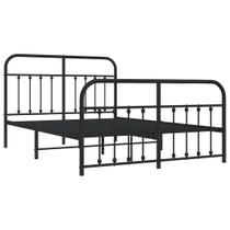 Estrutura de cama vidaXL Full Metal de 30 cm com cabeceira e armazenamento em preto
