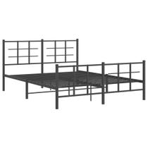 Estrutura de cama VidaXL Metal Black 150x200cm com cabeceira/estribo