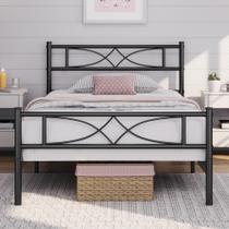 Estrutura de cama Yaheetech Twin Metal Platform Curve Design Preto