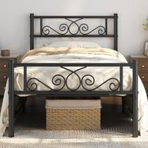 Estrutura de cama Yaheetech Twin Metal Platform preta 32 cm de folga Estrutura de cama Yaheetech Twin Metal Platform preta 32 cm de folga