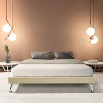 Estrutura para Cama Base Japonesa 140cm em Veludo Bege Estrutura para Cama Base Japonesa 140cm em Veludo Bege