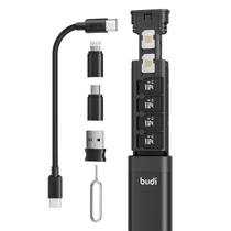 Estuche Compacto para Tarjetas de Cables BUDI con Kit Adaptador Negro