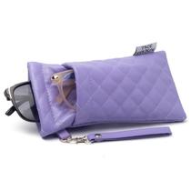 Estuche para anteojos con doble compartimento, diseño compacto y suave para mujer y hombre