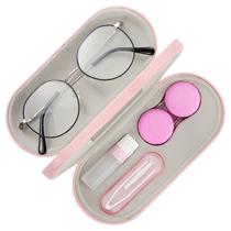 Estuche para Anteojos + Estuche para Lentes de Contacto MoKo Doble Cara Rosa