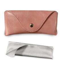 Estuche para anteojos LogHog portátil de cuero para lentes de sol rosa