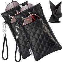 Estuche para Anteojos RayLove Doble Suave de Cuero PU con Correa Estuche para Anteojos RayLove Doble Suave de Cuero PU con Correa