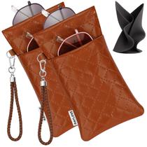 Estuche para anteojos RayLove doble suave de cuero PU con correa Estuche para anteojos RayLove doble suave de cuero PU con correa