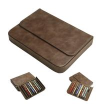 Estuche para bolígrafos MIVLXLX de cuero con 12 compartimentos gris 17x24x4 cm Estuche para bolígrafos MIVLXLX de cuero con 12 compartimentos gris 17x24x4 cm