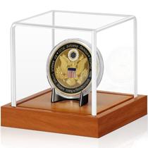 Estuche para exhibición de monedas JupDec con base de madera acrílica 8 cm