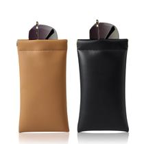 Estuche para lentes de sol MEIBOOCH de cuero organosilícico marrón con apertura por compresión Estuche para lentes de sol MEIBOOCH de cuero organosilícico marrón con apertura por compresión