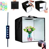 Estudio Fotográfico 40x40cm Dobrável Led 6 Cores c/ 2 Fundos Estudio Fotográfico 40x40cm Dobrável Led 6 Cores c/ 2 Fundos