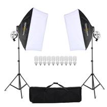 Estúdio Fotográfico Softbox Completo com 2 Tripés + 10 Lâmpadas - 220v