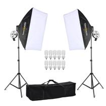 Estúdio Fotográfico Softbox Completo Com 2 Tripés + 10 Lâmpadas