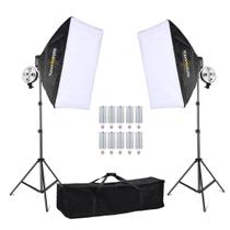 Estúdio Fotográfico Softbox Completo LED c/ 2 Tripés + 10 Lâmpadas