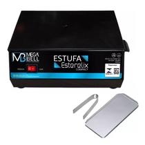 Estufa Esterelix Compact Bivolt Preta + Kit Pinça / Bandeja de Aço Inox - Mega Bell