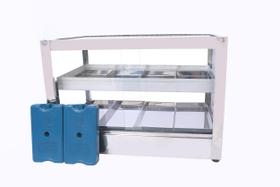 Estufa Expositor Vitrine Fria com Bandejas Dupla 2 andares Com Gelox para cada bandeja Para Doces