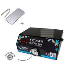 Estufa Manicure Compacta Preta Com Termômetro + Kit Pinça + Bandeja - Mega Bell