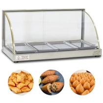Estufa Para Salgados 4 Bandejas Vitrine Inox Linha W Expositor Titã Elétrica Térmica