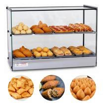 Estufa Para Salgados Quadrada Dupla 8 Bandejas Retilínea Expositor Vidro Reto Titã