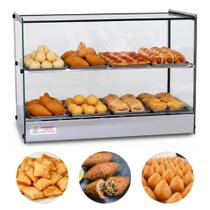 Estufa Para Salgados Quadrada Dupla 8 Bandejas Retilínea Expositor Vidro Reto Titã