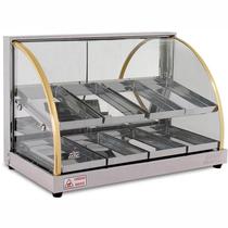 Estufa Vitrine Elétrica Curva Duplo Quente 8 Bandejas Inox Tita