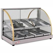 Estufa Vitrine Elétrica Curva Duplo Quente 8 Bandejas Inox Tita