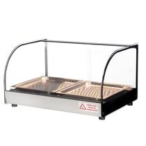 Estufa Vitrine Salgados Curva Com LED 2 Bandejas Inox Clio Tita