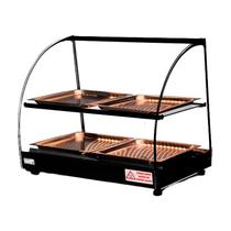 Estufa Vitrine Salgados Curva Dupla Com LED 4 Bandejas Preta Caliope Tita