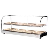 Estufa Vitrine Salgados Curva Dupla Com LED 8 Bandejas Inox Clio Tita