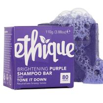Ethique Tone It Down Xampu roxo iluminador sem sulfato sólido para cabelos loiros e prateados vegano, ecológico, sem plástico, sem crueldade, 3,88 onças (pacote com 1)
