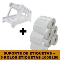 Etiqueta 100x150 5 Rolos + Suporte Porta Etiquetas Etiqueta 100x150 5 Rolos + Suporte Porta Etiquetas