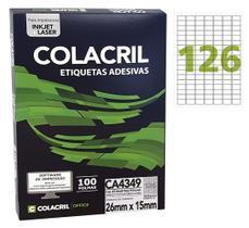 Etiqueta 15,0X26,0 Cx c/100 Fls x126 p/Folha CA4349 Colacril