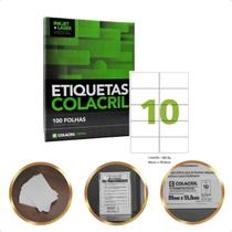 Etiqueta 99 X 55,8 mm Colacril A4 para Impressora 100 Folhas Adesiva Branca para Escritório