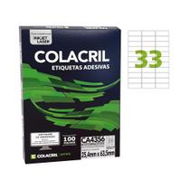 Etiqueta A4 25,4mm x 63,5mm 100 Folhas CA4356 Colacril