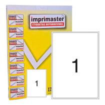 Etiqueta Adesiva 1 Por Folha Tam A4 210mm x 297mm C/100fls - Imprimaster