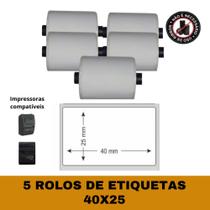 Etiqueta Adesiva 40x25 P/ Mini Impressora Ou Pos58 - 5 Rolos
