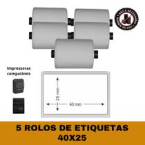 Etiqueta Adesiva 40x25 P/ Mini Impressora Ou Pos58 - 5 Rolos - XD